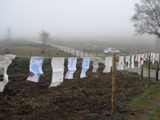 Bandeiras de prece estendidas na Serra da Freita